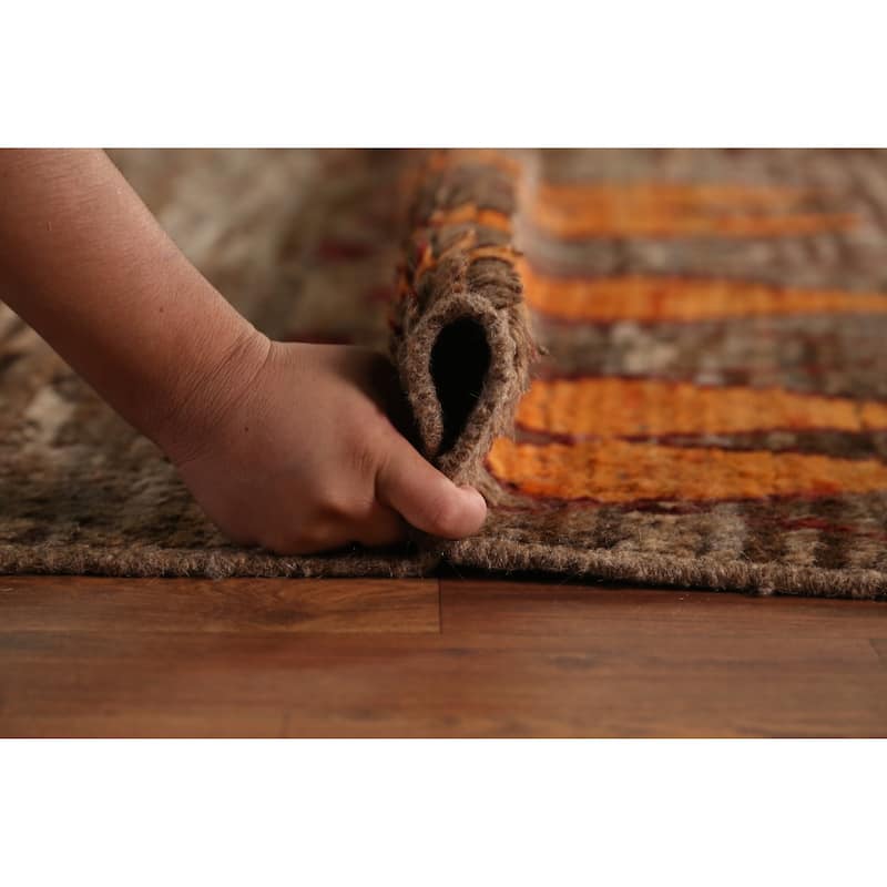 Brown Geometric Moroccan Oriental Area Rug Handmade Wool Carpet - 8'7" x 9'8"