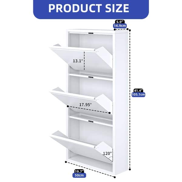 dimension image slide 0 of 8, Moasis Shoe Storage Cabinet with Drawers Entryway Shoe Storage