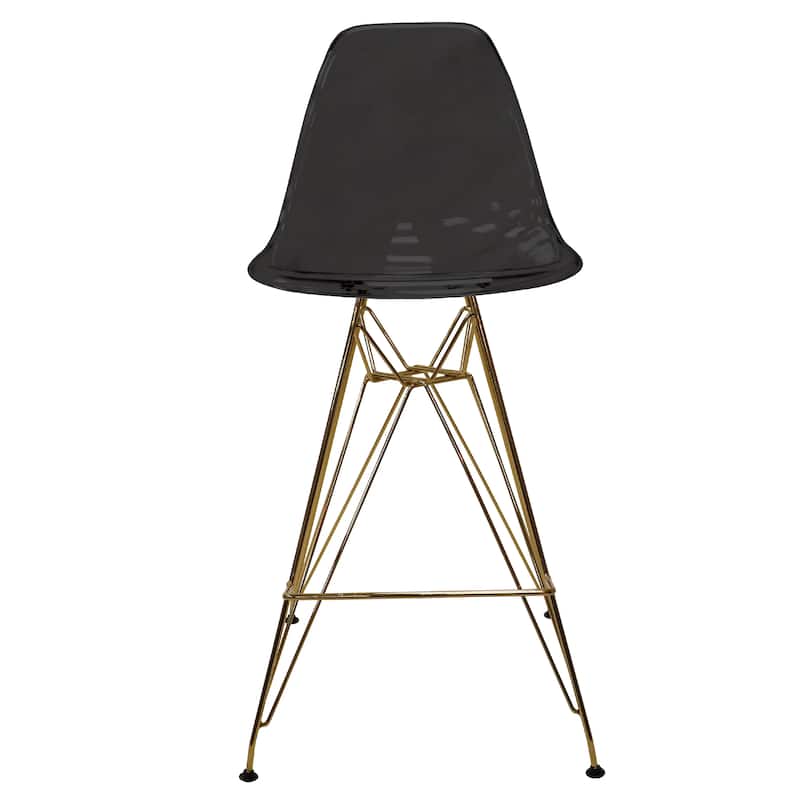 Cresco Modern Ergonomic Acrylic Gold Finish Steel Frame Barstool with Footrest, Sleek Design for Kitchen or Home Bar Seating