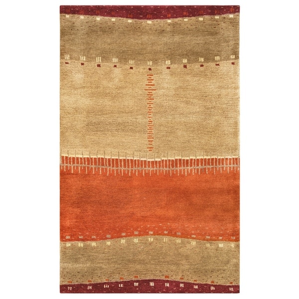 slide 2 of 5, Alora Decor Desert Orange, Beige, and Brown Hand-tufted Wool Rug 3'6" x 5'6"