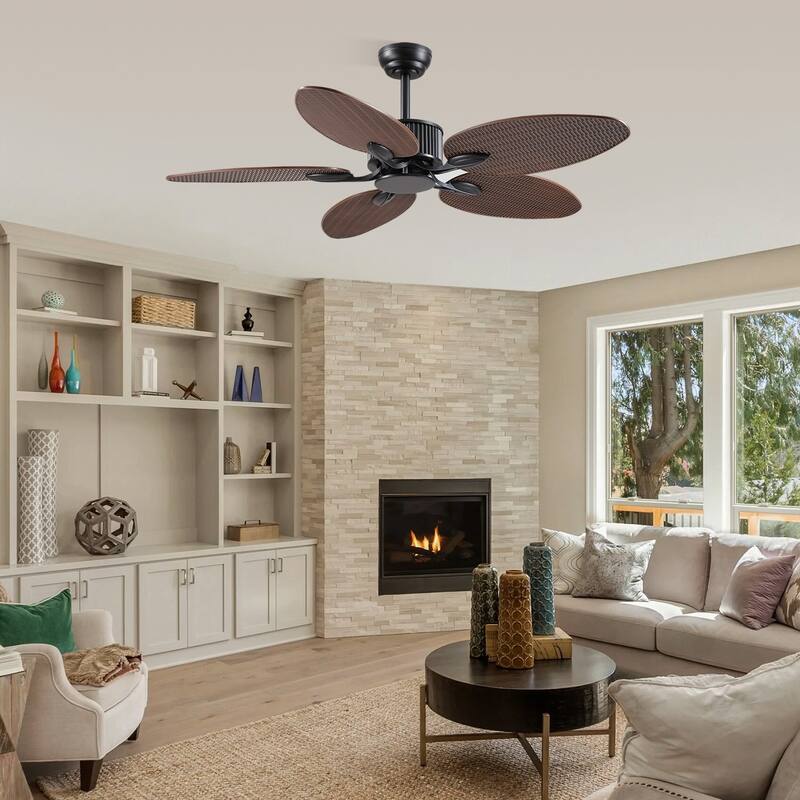 50 Inch Tropical Palm Tropical Indoor/Outdoor Ceiling Fan DC Motor Remote Control - 50 Inches