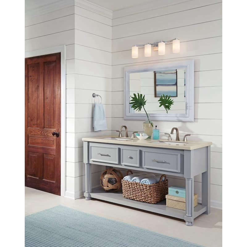 Bellevue Hamel 4 Light 29" Wide Vanity Light with Etched Glass Shade