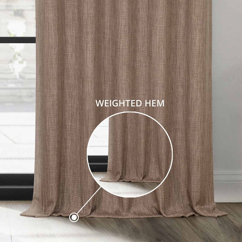 Exclusive Fabrics Faux Textured Faux Linen Room Darkening Curtains for Bedroom & Living Room Curtains (1 Panel)