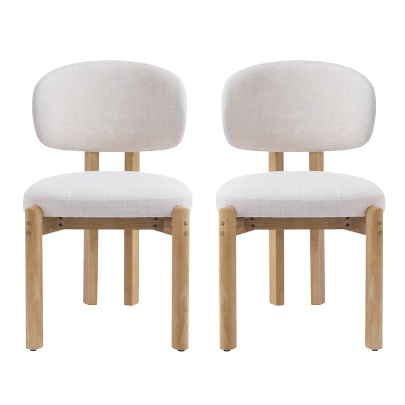 Christopher Knight Home - Aurelio Solid Rubberwood Upholstered Dining Chair - Set of 2 - Beige+Natural