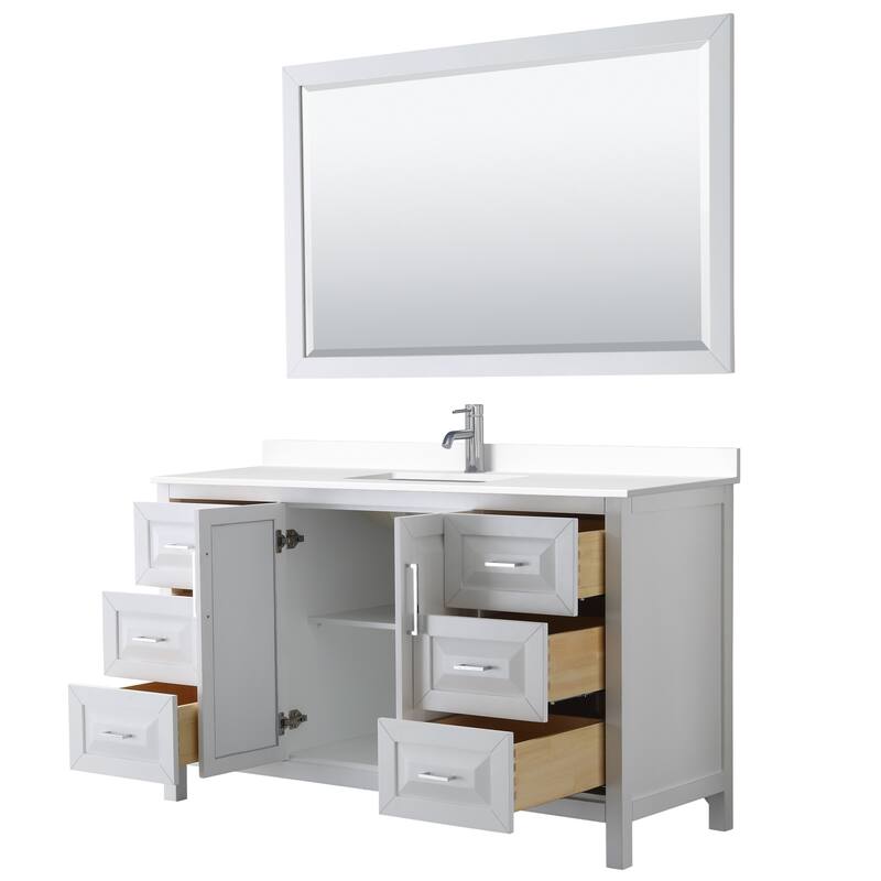 Daria 60 Inch Single Vanity, Cultured Marble Top, 58 Inch Mirror