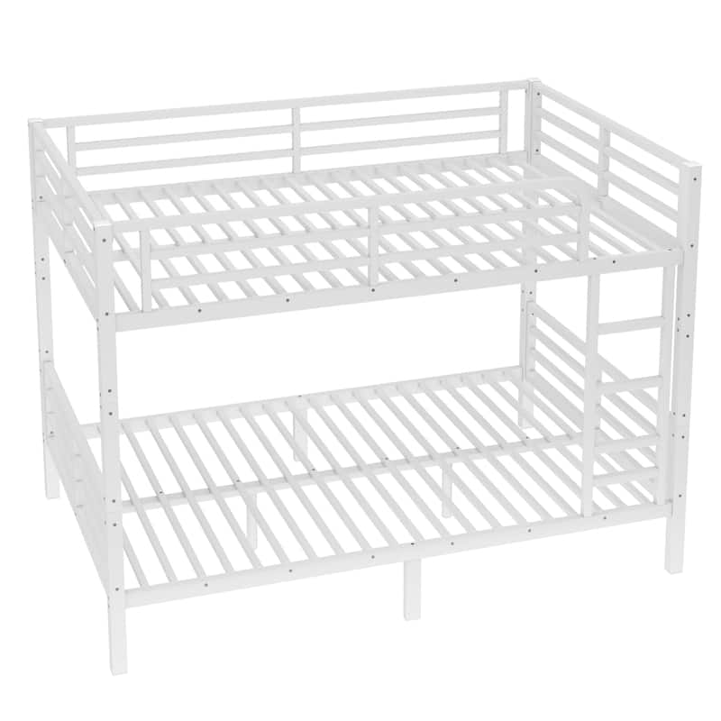 Metal Full XL over Full XL Bunk Bed for Teens and Adults, Space-Saving/Noise Reduced/No Box Spring Needed, White