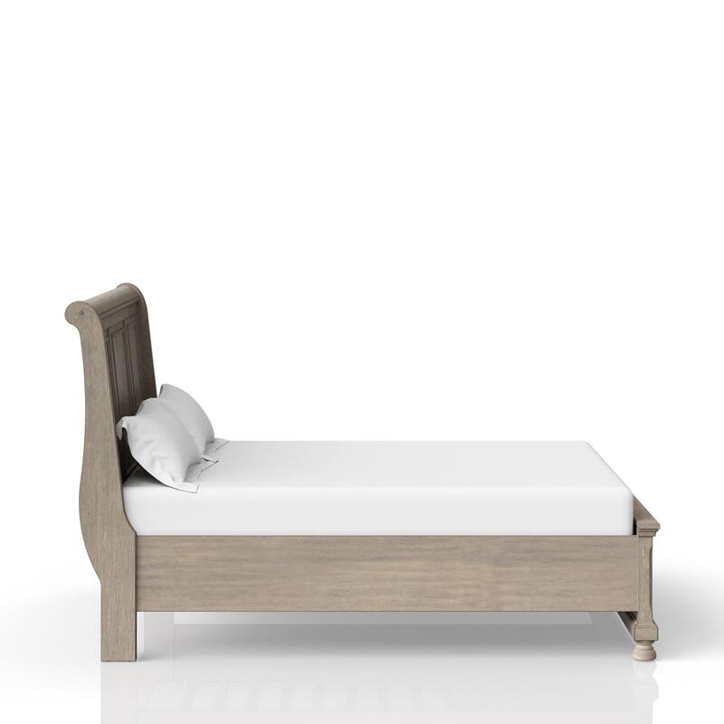 Queen Size Solid Wood Storage Bed with 2 Built-In Drawers and Transitional Design
