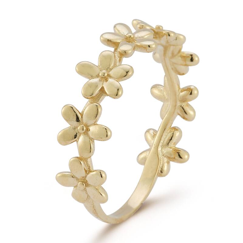 Soleil 14K Gold Multi Flower Band Ring
