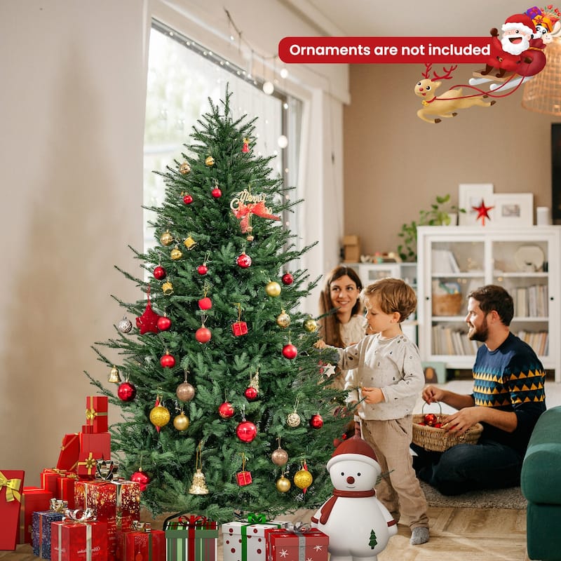 Gymax 6 ft pre-lit artificial Christmas tree artificial hinged