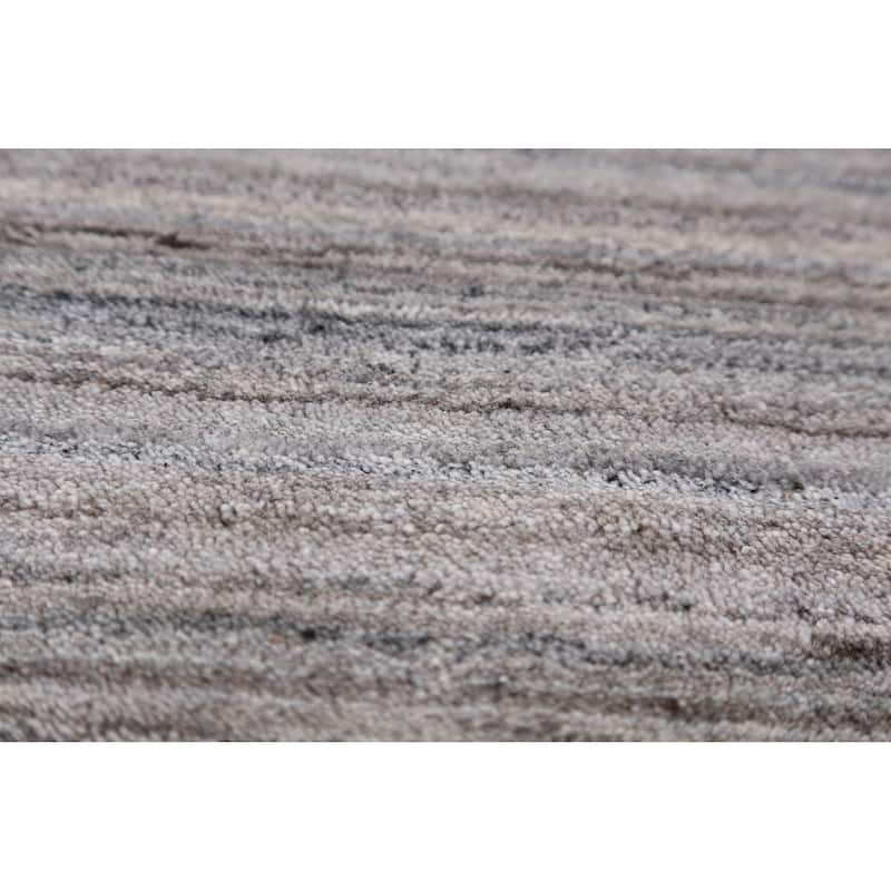 Hand Knotted Oriental 100% Wool Carpet Tribal Stripe Greys & Charcoal Gabbeh Area Rug - 12' 0'' X 9' 0''