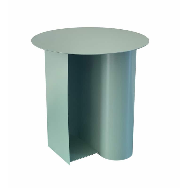 18 in. Green Round Metal End Table, Sturdy Build End Side Table for Living Rooms