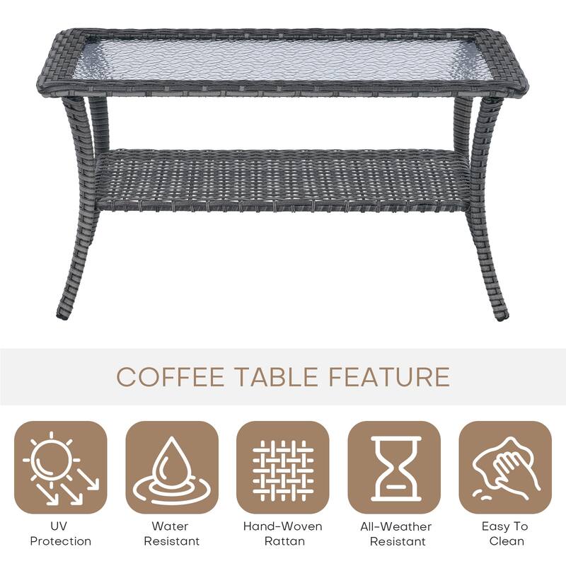 Outdoor Swivel Chairs with Loveseat Coffee Table Grey-Red - Grey