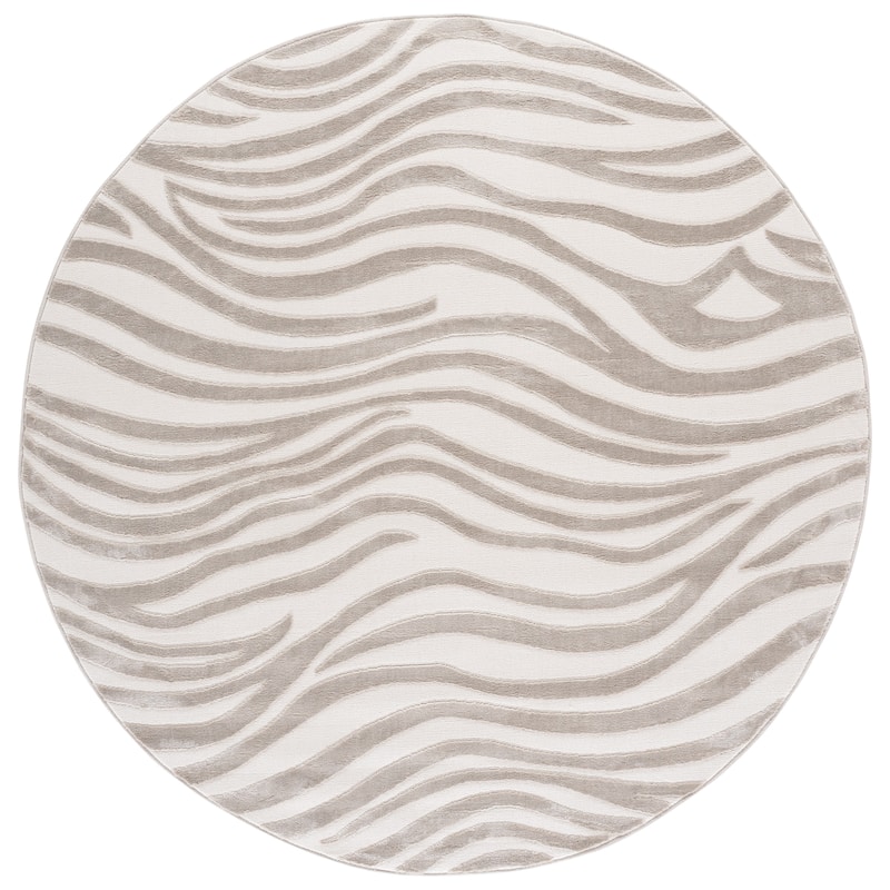 SAFAVIEH Saylor Fllanza Modern Rug - 6'3" Round - Beige/Ivory