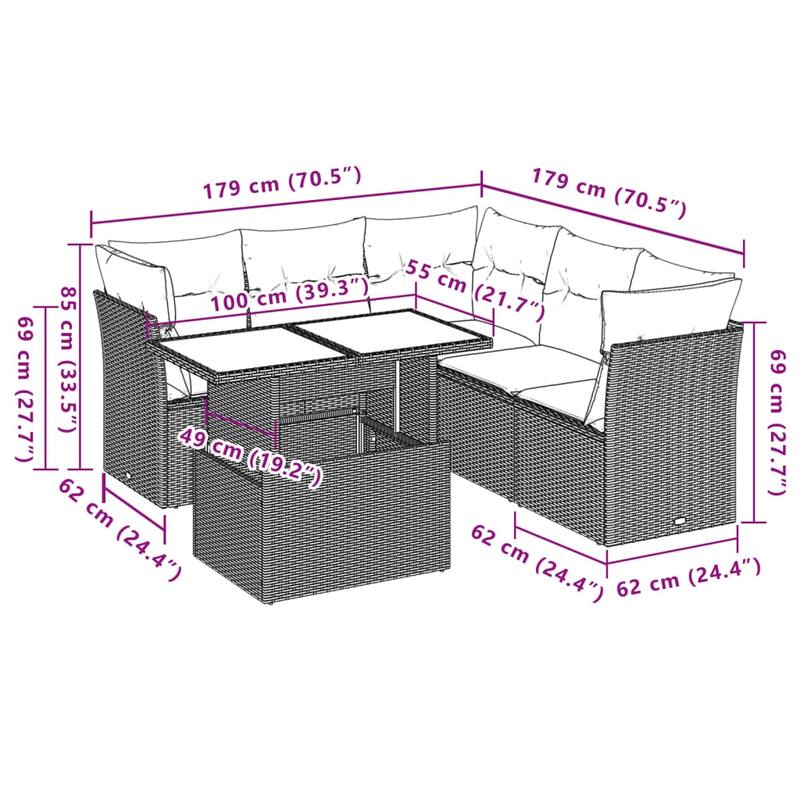 6-Piece Modular Patio Sofa Set
