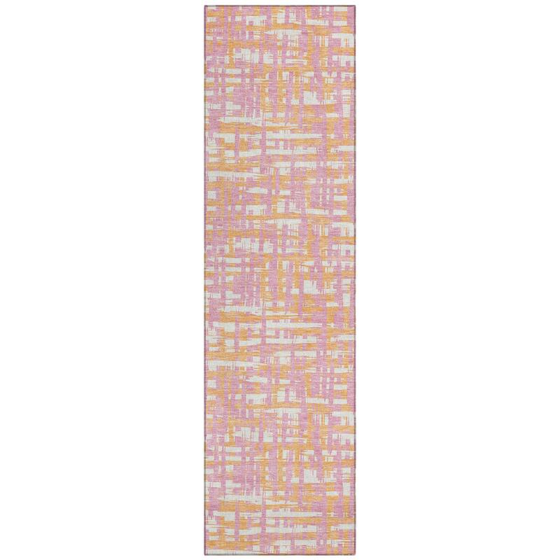 Machine Washable Indoor/ Outdoor Modern Crosshatch Chantille Rug - Pink - 2'3" x 7'6"