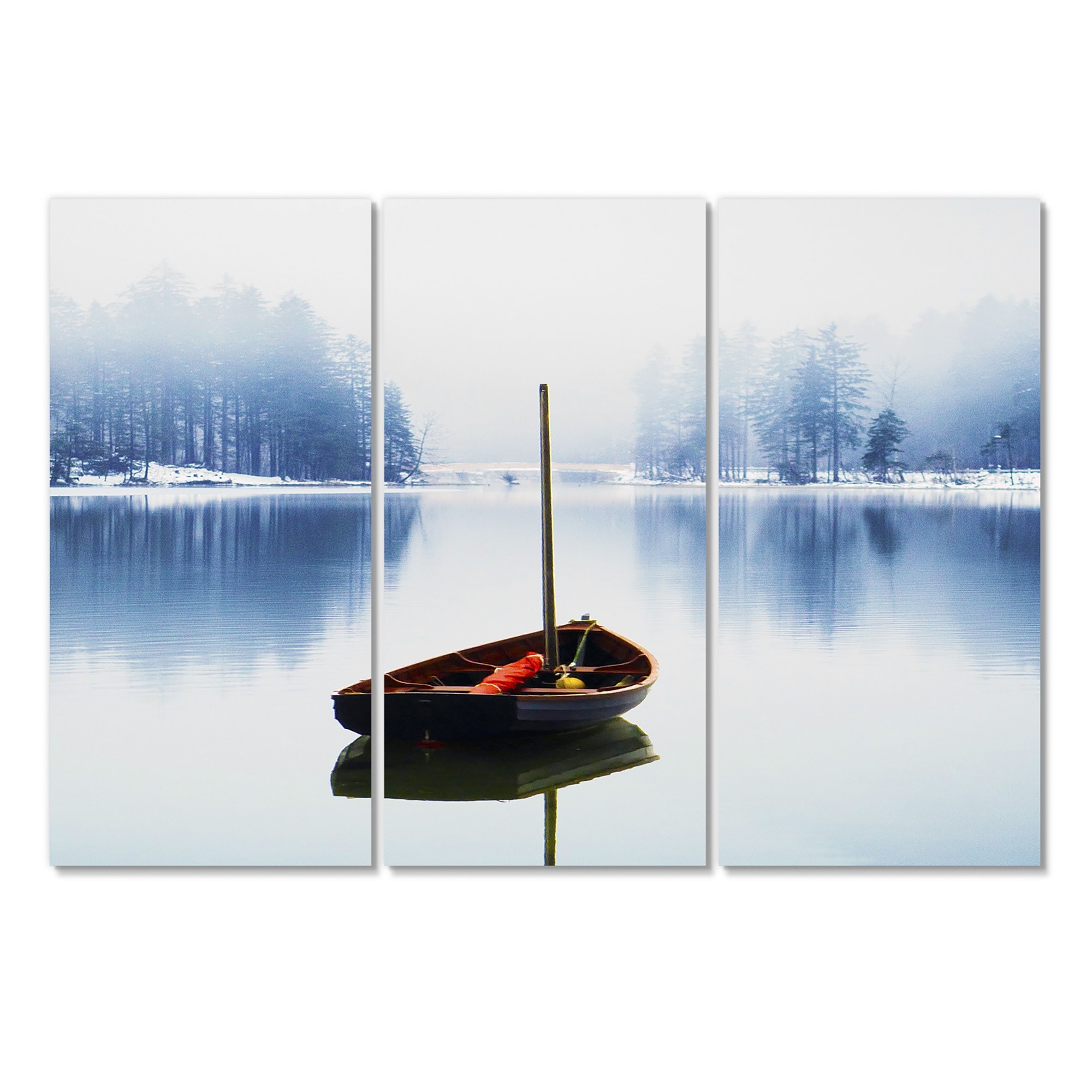 39 in Created On Lightweight Polyester Fabric x 32 in Designart TAP15697-39-32 Row of Blue Pokhara Lake Boat Blanket D/écor Art for Home and Office Wall Tapestry Medium