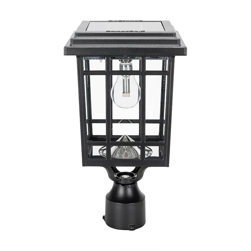 Grand Prairie Bulb Solar Light with Wall, Pier, and 3in Fitter Mounts - Black