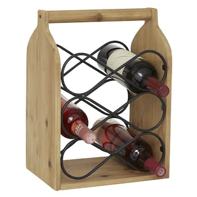 Wood Wine Rack - Brown - Roche River Decor - 8"W x 11"L x 15"H