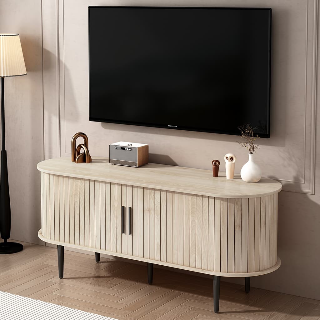 TV Stand, 47" Modern TV Console Table with Storage Compartment and Sliding Door, Gaming Entertainment Center with Cabinet