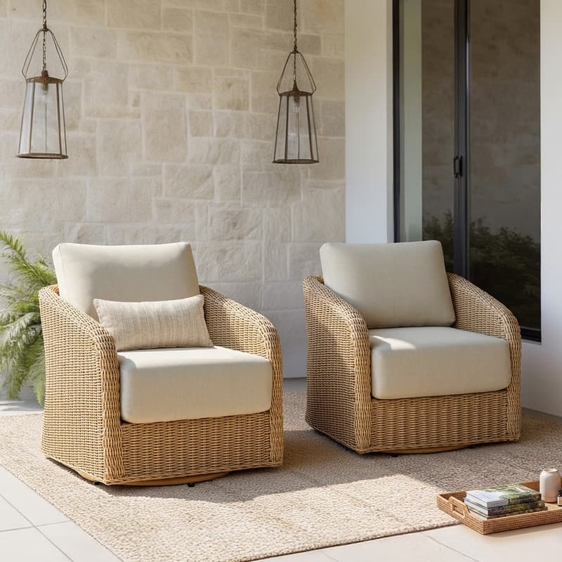 Spruce & Spring Patio Fruniture Outdoor Swivel Chair and Side Table