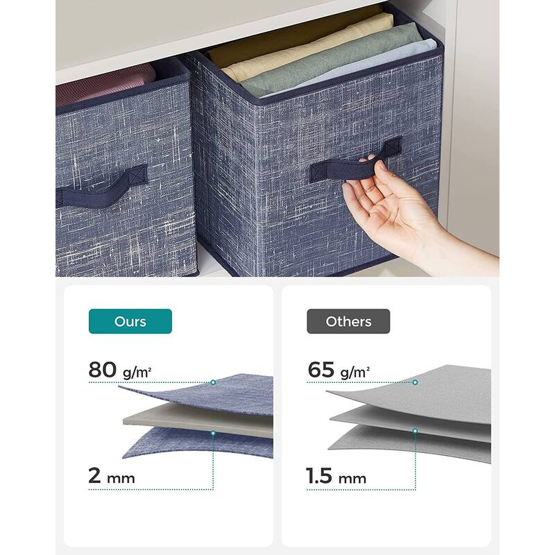 6 Fabric Foldable Storage Cubes with Handles Stylish Print Ideal for Bedroom and Living Room