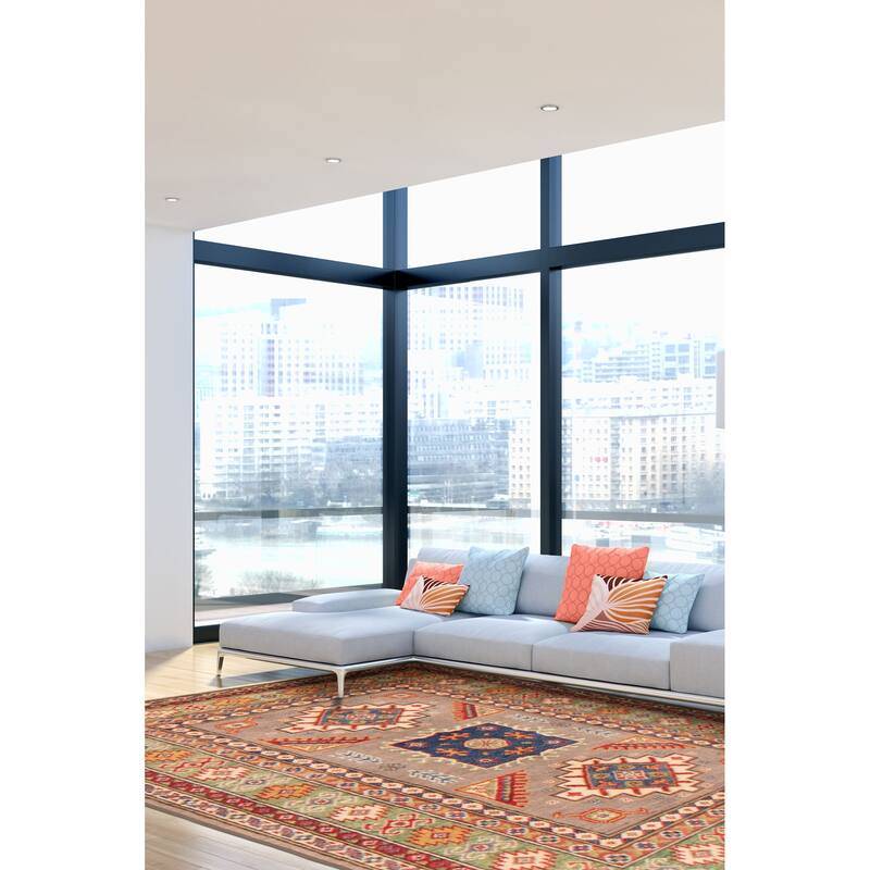 ECARPETGALLERY Hand-knotted Uzbek Ghazni Taupe Wool Rug - 3'3 x 4'10