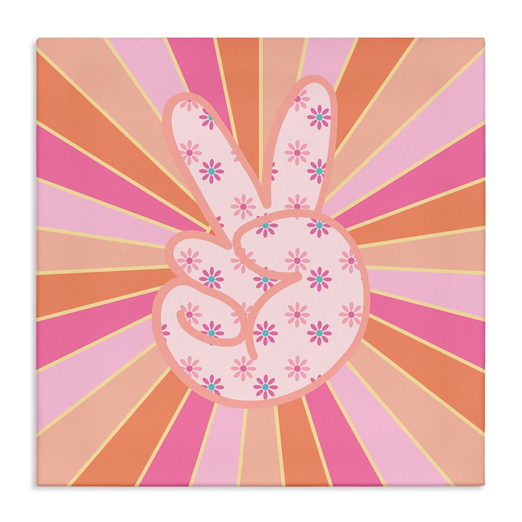 Stupell Beaming Peace Sign Hand Canvas Wall Art Design By Jesse Keith