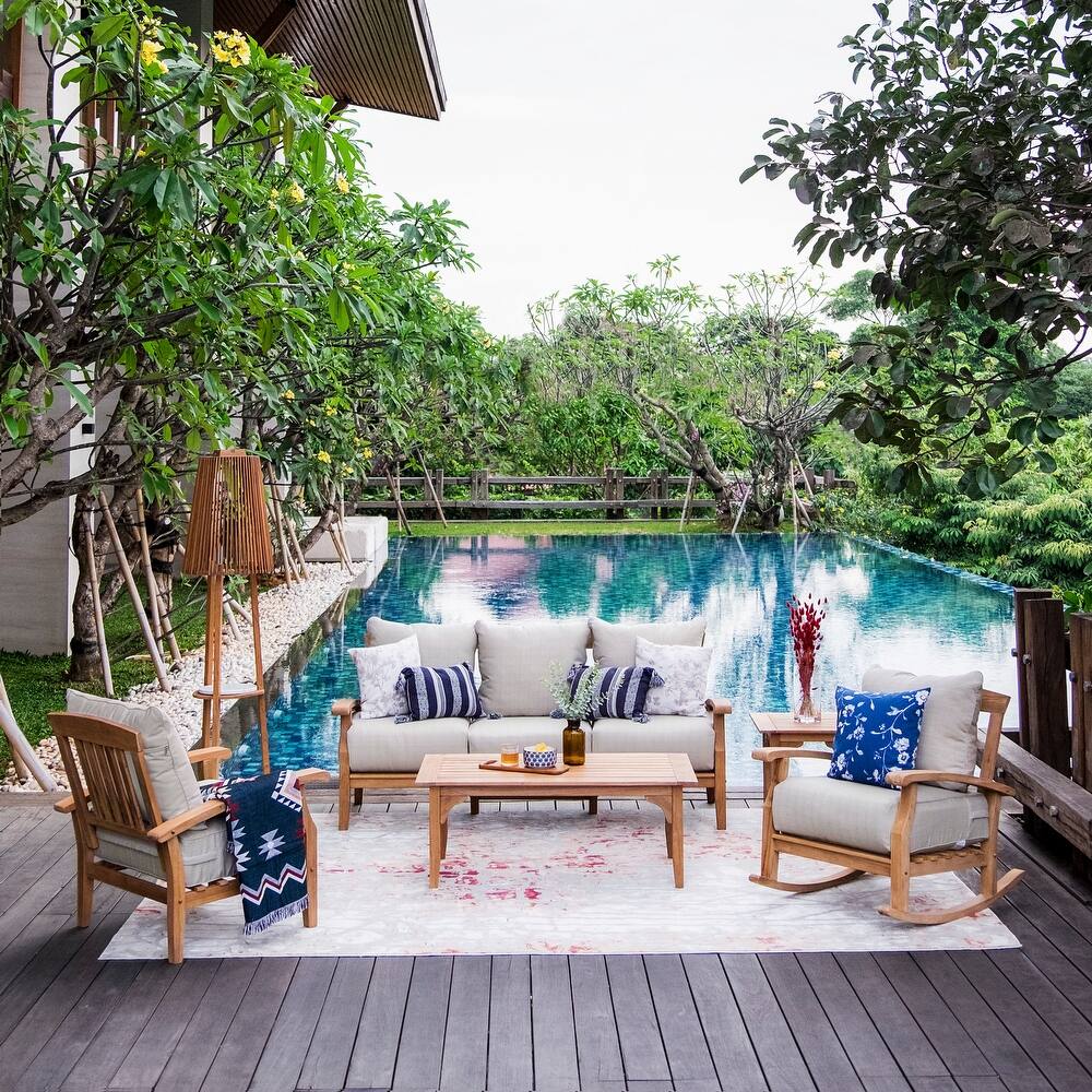 Cambridge Casual Leon 5-piece Teak Wood Patio Conversation Set