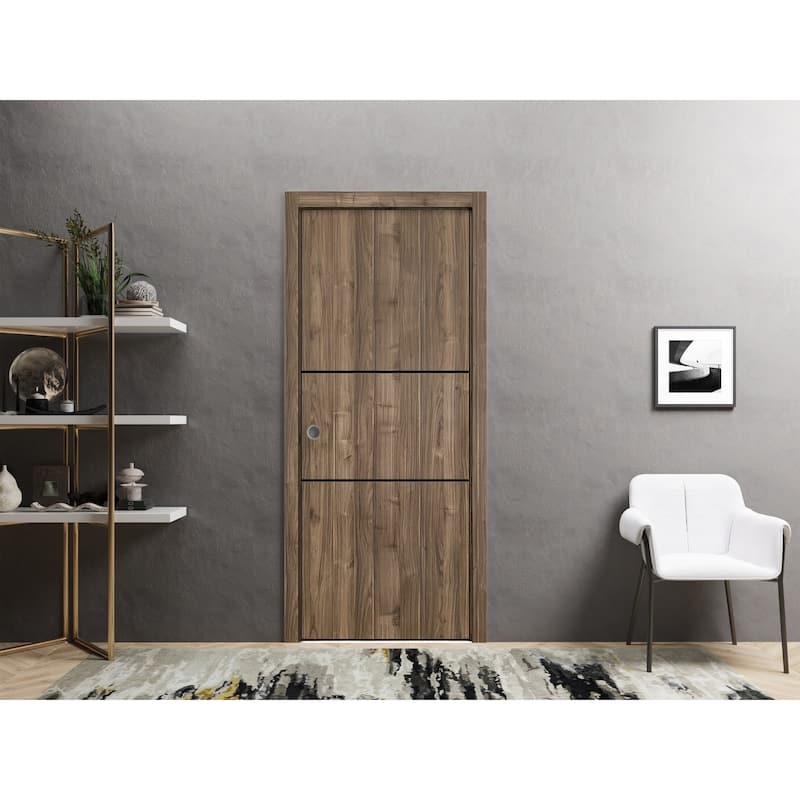Slab Barn Door Panel 18 x 80 Planum 0014 Walnut with Sturdy Finished