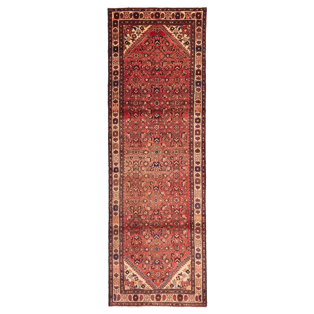ECARPETGALLERY Hand-knotted Andelz Red Wool Rug - 3'4 x 10'2