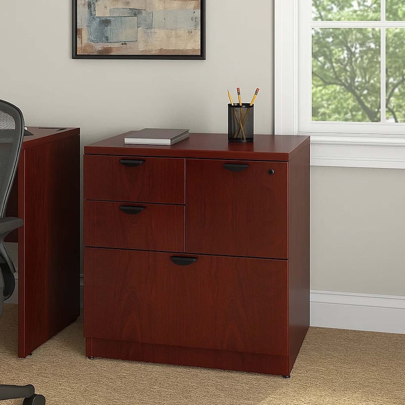 Ley 4 Drawer Lateral File Cabinet, Mahogany Red Office Storage