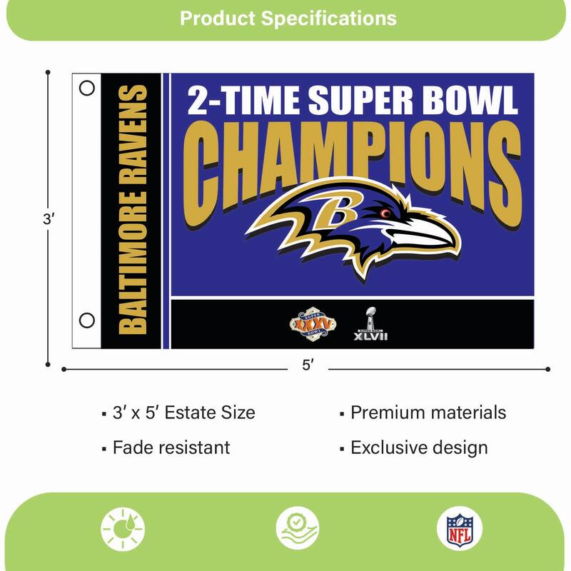 Baltimore Ravens Single Sided Flag w/ 2 Grommets, 3'x5'