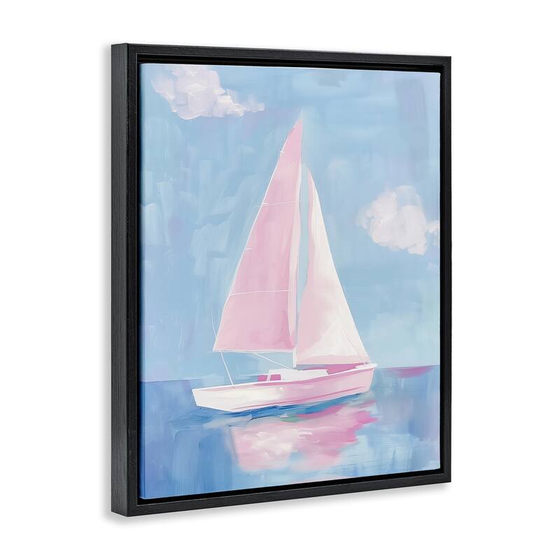 Stupell Muted Pink Sailboat Framed Floater Canvas Wall Art Design By Arlington Prints