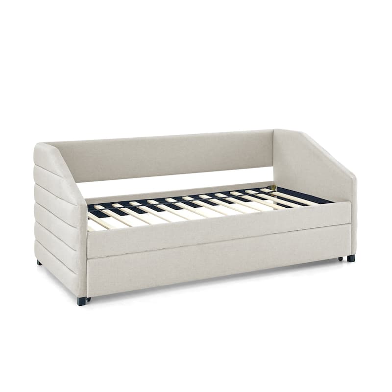 Twin Size Daybed with Trundle Upholstered Tufted Sofa Bed
