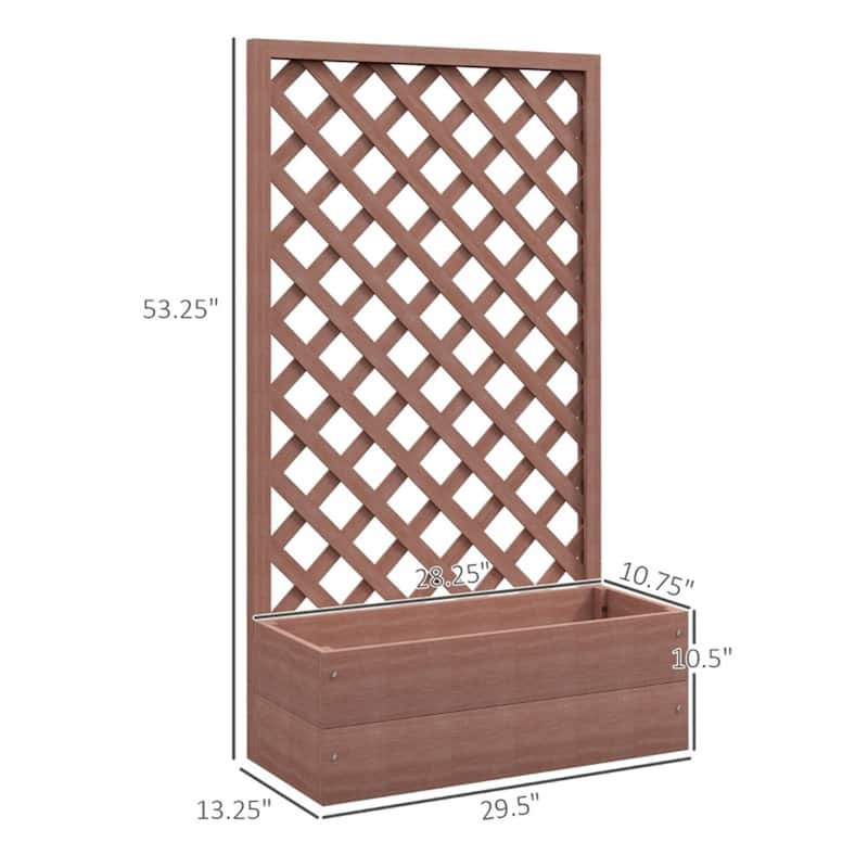 Outdoor Solid Fir Wood Flower Shelf Garden Planter Bed with Back Net Board for Herb or Plants - 28.5"L x 12.5"W x 58.75"H