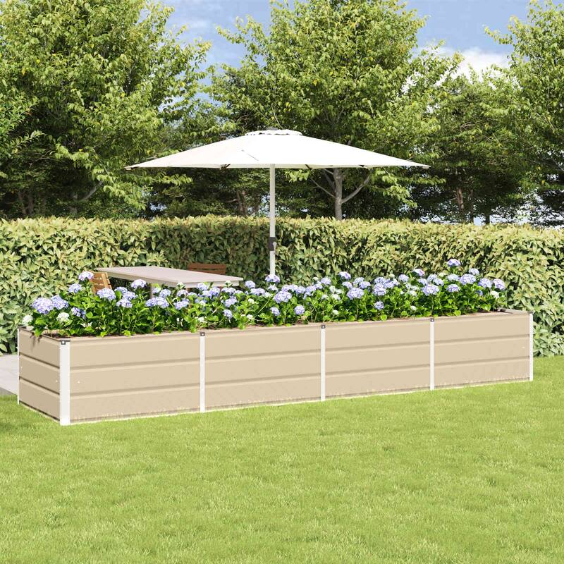 vidaXL Planter in Steel - 62.99 x 31.50 x 17.72 - Off-White - 125.98 x 31.50 x 17.72 in
