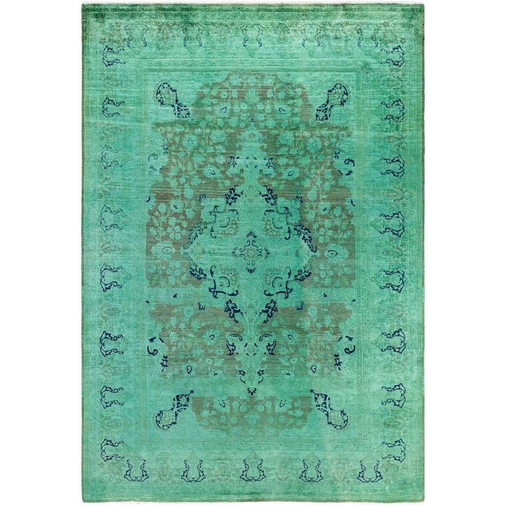 Overdyed One-of-a-Kind Hand-Knotted Area Rug - Green - 6' 2" x 8' 10"