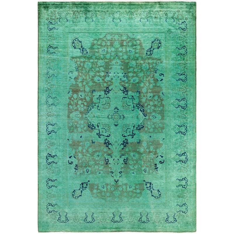 Overdyed One-of-a-Kind Hand-Knotted Area Rug - Green - 6' 2" x 8' 10"