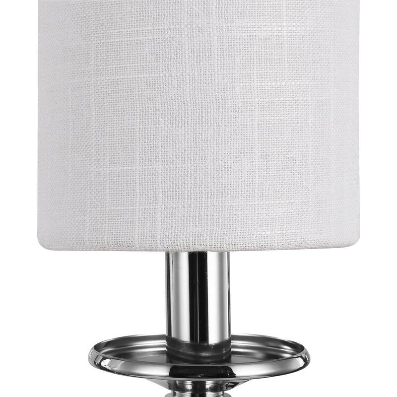Bonita Collection 6-Light Polished Chrome White Linen Fabric Shade Luxe Chandelier Light - 31.200" x 18.600" x 11.000"