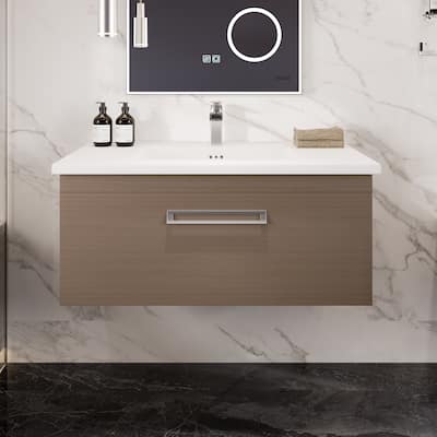 Eviva Orleans 38"W Wenge Bath Vanity with Porcelain Countertop
