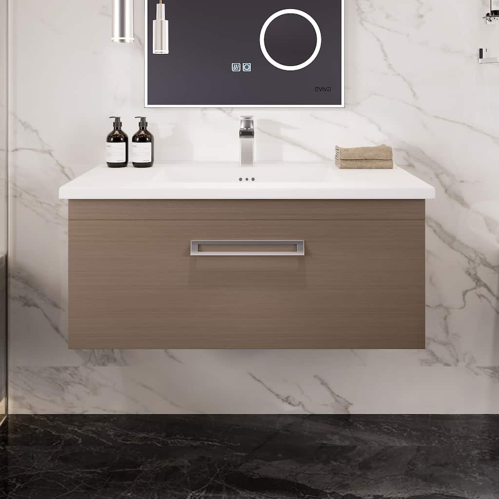 Eviva Orleans 38"W Wenge Bath Vanity with Porcelain Countertop