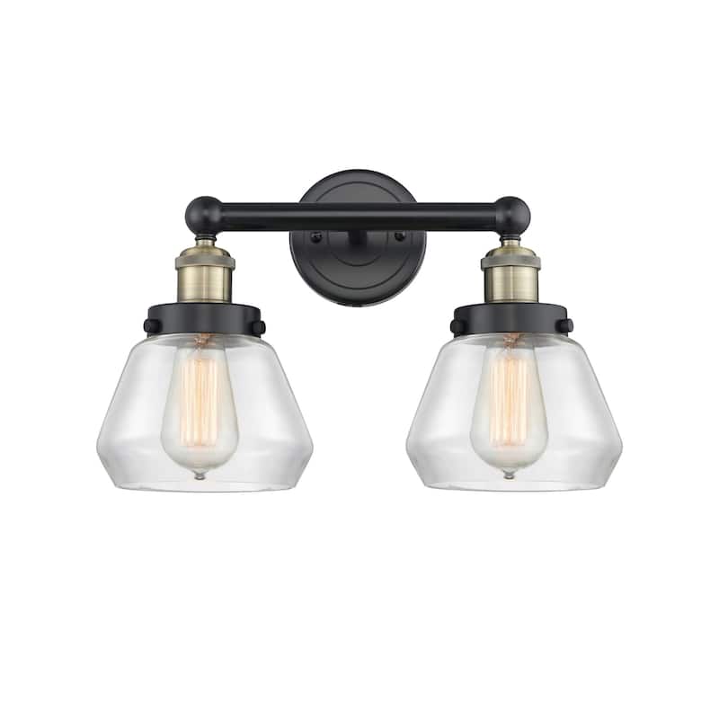 Innovations Lighting 616-2W-10-16 Fulton Vanity Fulton 2 Light 16" - Black Antique Brass / Clear