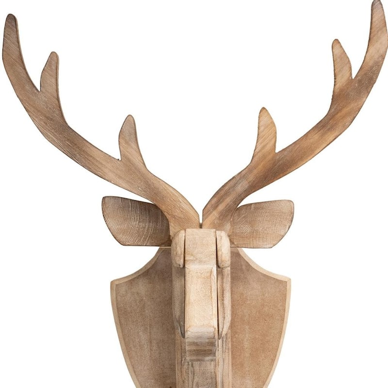 HomeRoots 21" X 17" Brown Wood Deer Hanging Dimensional Sculpture