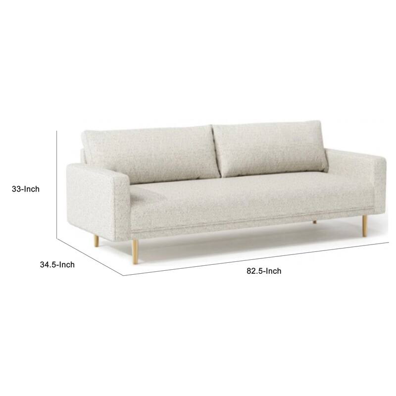 Remy Sofa, Off White Boucle, Bench Style Seat with Track Arms, 83 Inch