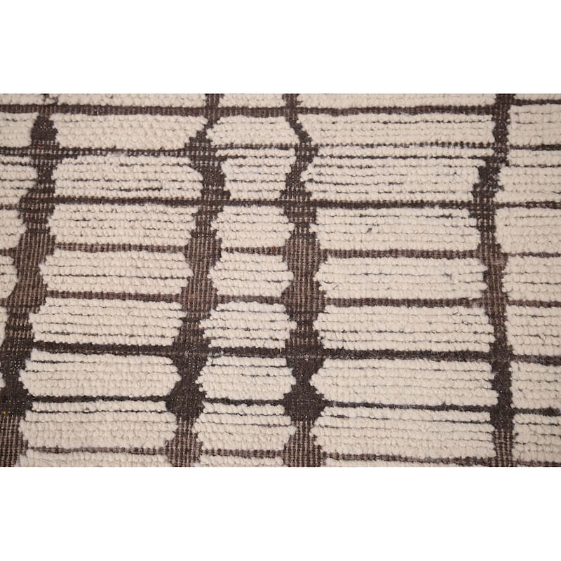 All-Over Moroccan Oriental Large Area Rug Hand-Knotted Wool Carpet - 12'0" x 18'8"