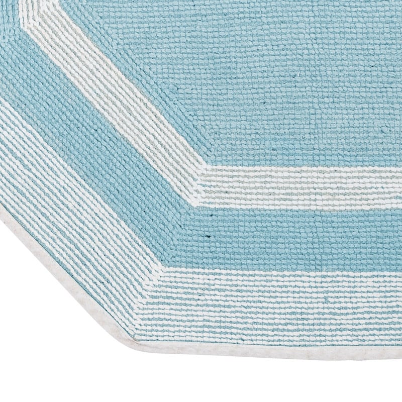 Sherry Kline 32" Hexagon Round Bathmat Framed in Two Tone Colorway