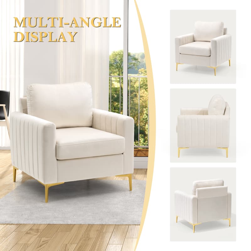 Upholstered Club Chair Accent Chair Velvet Arm Chair Comfortable Sofa Chair - See picture