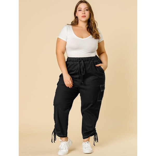 ladies elasticated waist cargo trousers
