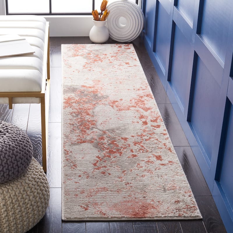 SAFAVIEH Meadow Erline Modern Abstract Rug - 2' x 13' Runner - Beige/Pink
