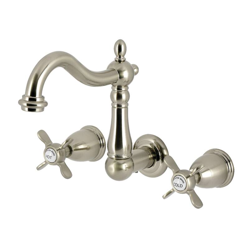 Kingston Brass Essex Double-Handle Wall Mount Bathroom Faucet - Brushed Nickel